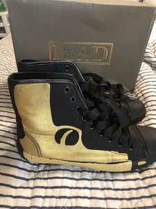 gold high heel sneakers