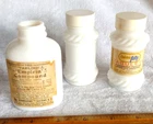 3 Vintage Empty Milk Glass Apothecary Jars *Golden 50 Tabulets *Empirin Compound