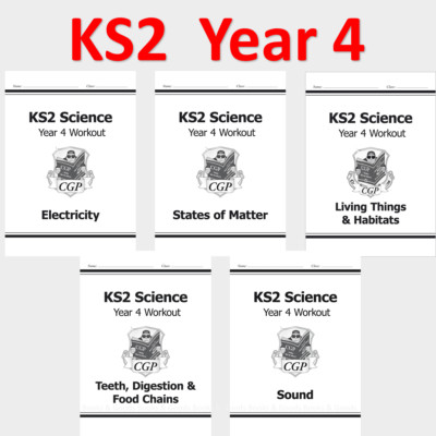 KS2 Year 4 Science Workouts 5 Books Workbooks Bundle with Answer Ages 8-9 CGP