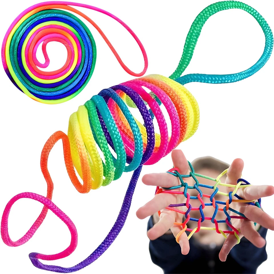 Fadenspiel Fingerspiel Rope fur Kinder Fingertwist Rainbow Regenbogen Retoo - Bild 2 von 4
