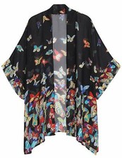 LADIES WATERFALL KIMONO KAFTAN CHIFFON HOLIDAY CARDIGAN FLORAL SHAWL SUMMER TOPS