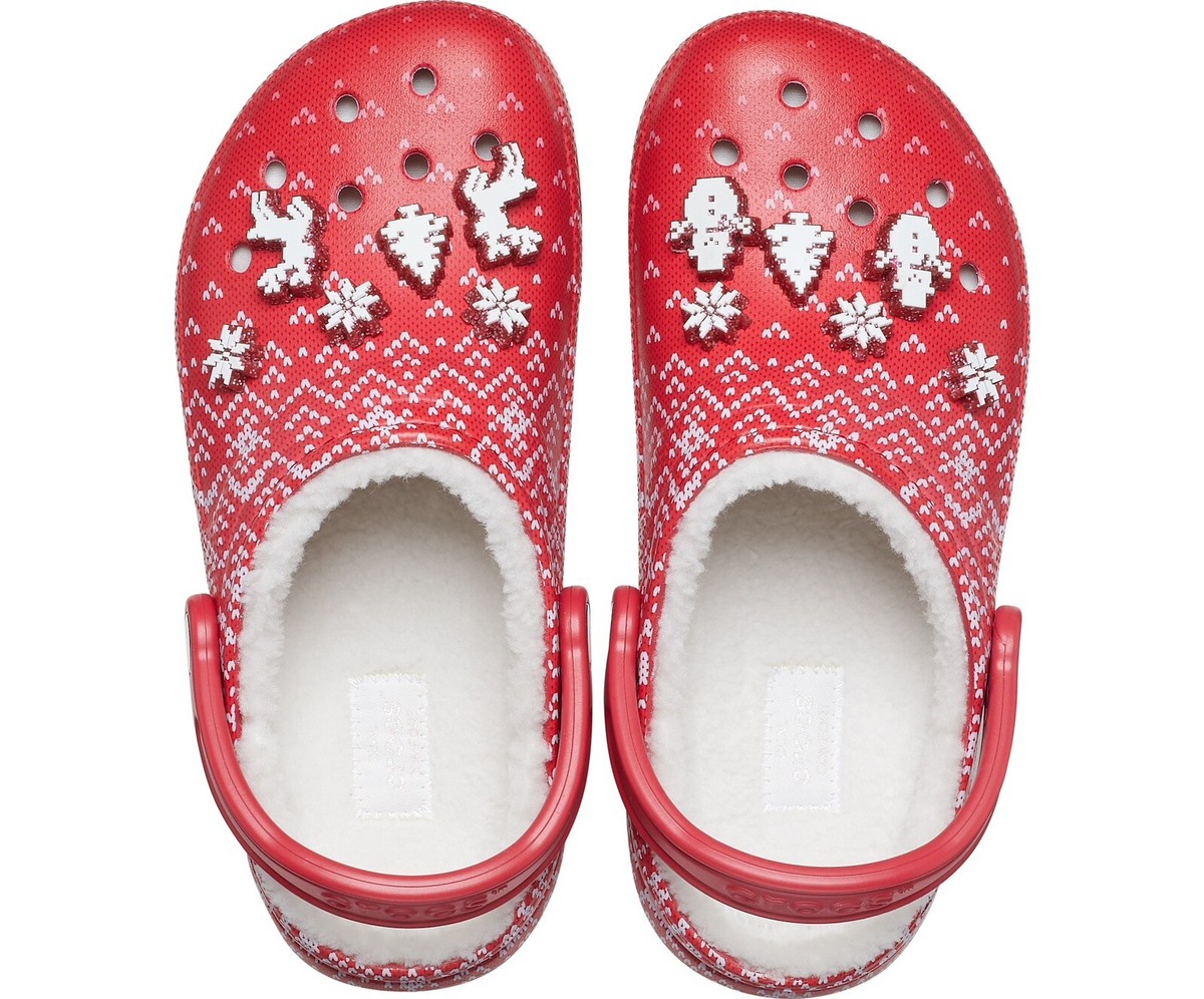 NWT Classic Lined Red White Christmas Holiday Crocs Men\'s 8 Women\'s 10 Crocs Classic Lined Holiday clog Women main image 3