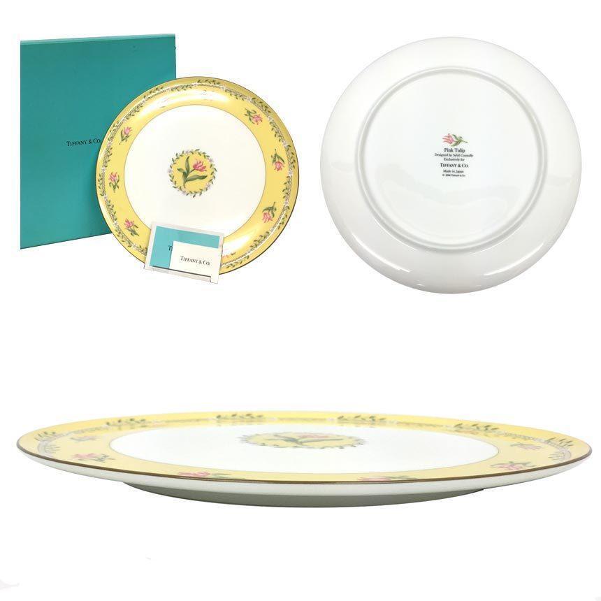 Tiffany & Co Pink Tulip dinner round large plate lemon Tiffany & Co Pink Tulip dinner round large plate lemon