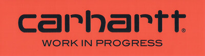 Big Carhartt WIP Streetwear Sticker Logo Work in Progress Blau Orange 24x6,5cm