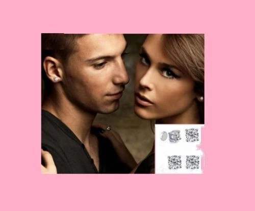 Sale l4 Pairs Clear Round or Square Stud Earrings, Diameter 5-10 mm, Unisex