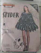 Spooktacular Creations Women Spider Web Dress Poncho Costume and Crown Black XL