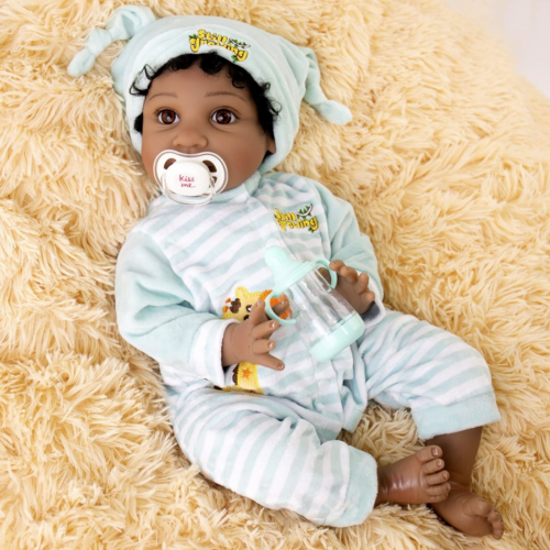 Aori Reborn Black African American Reborn Boy Doll Look and Feel Real 22 Inch... - Picture 1 of 6