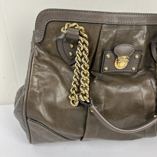 Marc Jacobs Quilted Ruched Leather Hand Bag Satchel Purse Chain Handles - Picture 2 of 16
