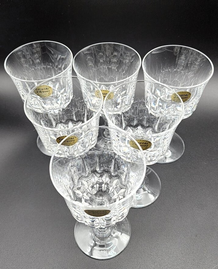 Set 6 Vintage Crystal Wine Glasses Cristal France Genuine Lead