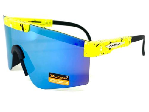 Oversized RETRO SPORTS WRAP AROUND Shield Cycling SUN GLASSES Neon Yellow Frame - Picture 4 of 6