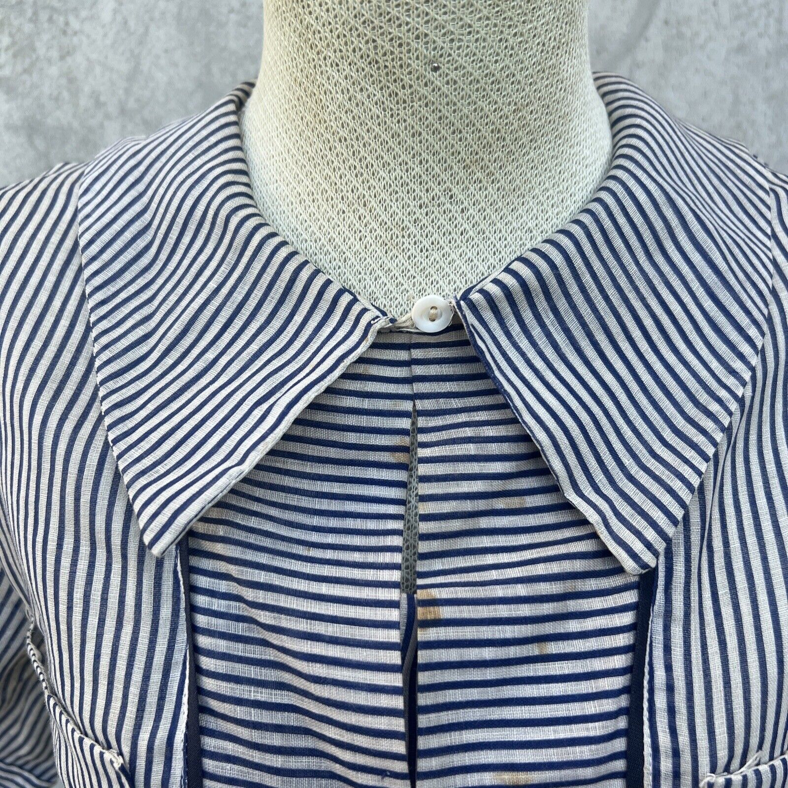 Vintage 1930s Blue & White Striped Blouse Sportsw… - image 2