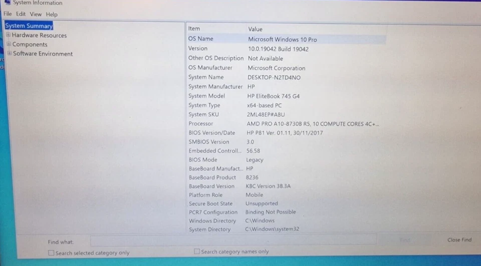 HP EliteBook 745 G4 AMD A10 Quad Core 8GB Ram 256GB SSD Windows 10 Laptop - Image 3 of 4