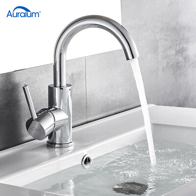 Auralum Max Waschtscharmatur 360° Hoch Wasserhahn Waschbecken Badarmatur Einhebel Mischbatterie Mit Sifon Siphon Pop Up Ablaufventil Fuer Bad Wc Schwarz