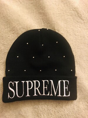NWT SUPREME Embellished Studded Hat Beanie Black Sold Out | eBay display picture 1