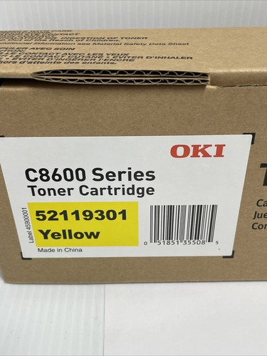 GENUINE Okidata 52119301 C8600 Yellow Toner Print Cartridge Oki Data - Picture 2 of 2