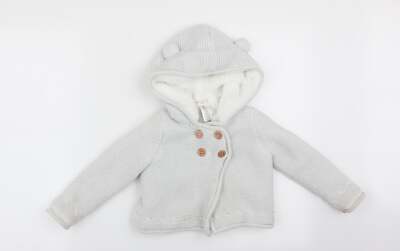 Max Studio Mädchen Strickjacke grau Rundhals Baumwollmischung Größe 2-3 Jahre - dezent
