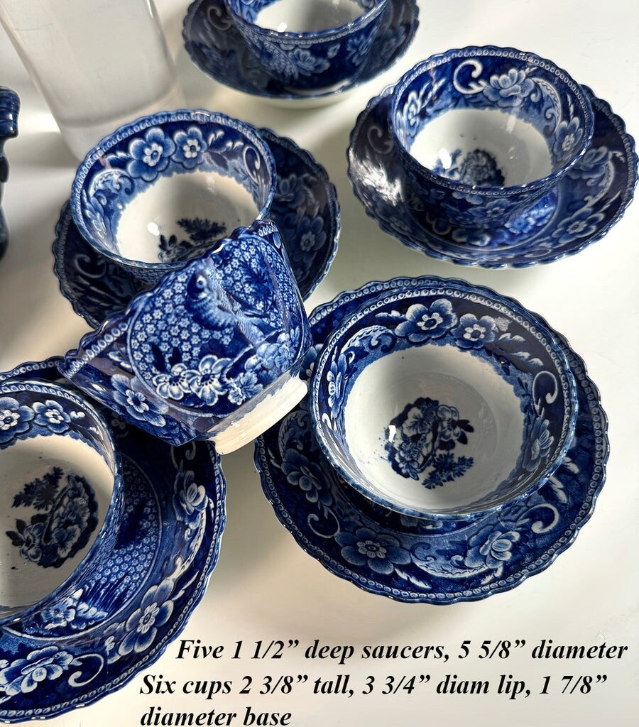 Antique English Staffordshire c.1825 Blue Transferware Teapot 16p