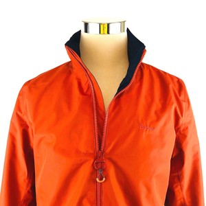 barbour orange rain jacket