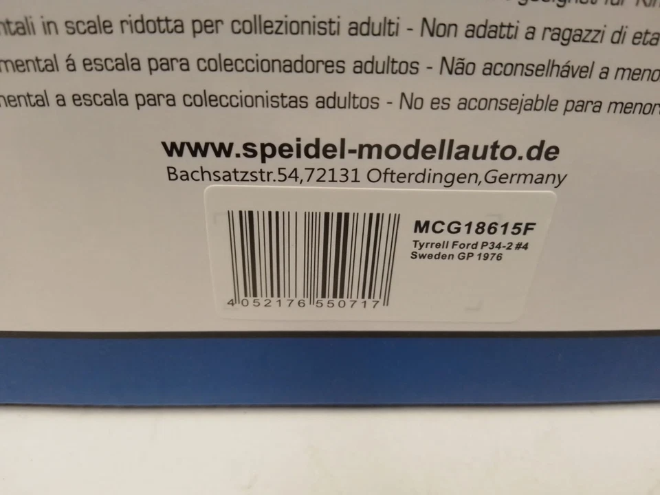MCG Tyrrell P34/2 six wheels #4 Patrick Depailler Sweden GP 1976 1/18 MCG18615F - Immagine 3 di 3