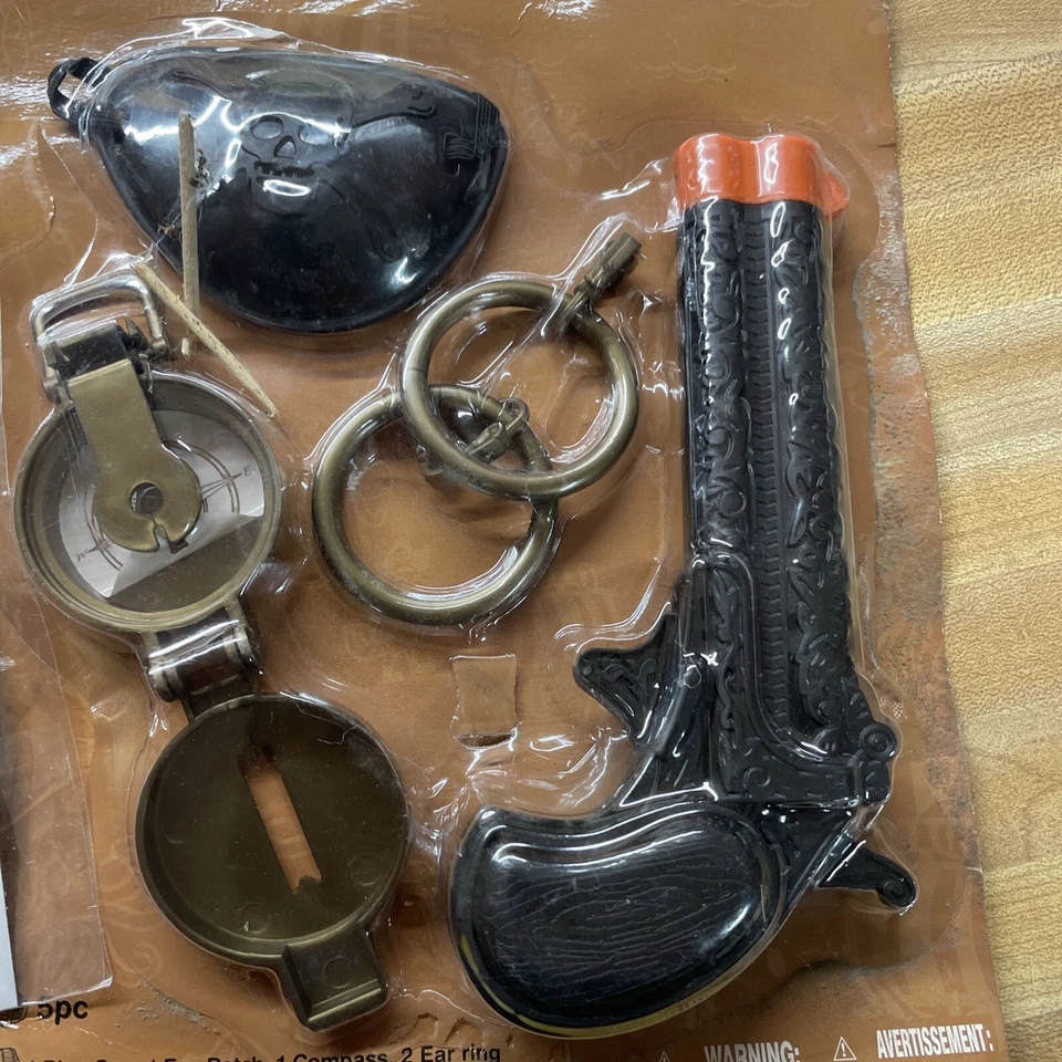 НОВЫЙ детский пиратский костюм аксессуары набор ролевая игра реквизит жилет глаз нашивка крюк - Изображение 4 из 4