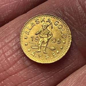 1909 Alaska-Yukon-Pacific Exposition PIONEER Gold 1/4 DWT AYPE RARE GOLD TOKEN