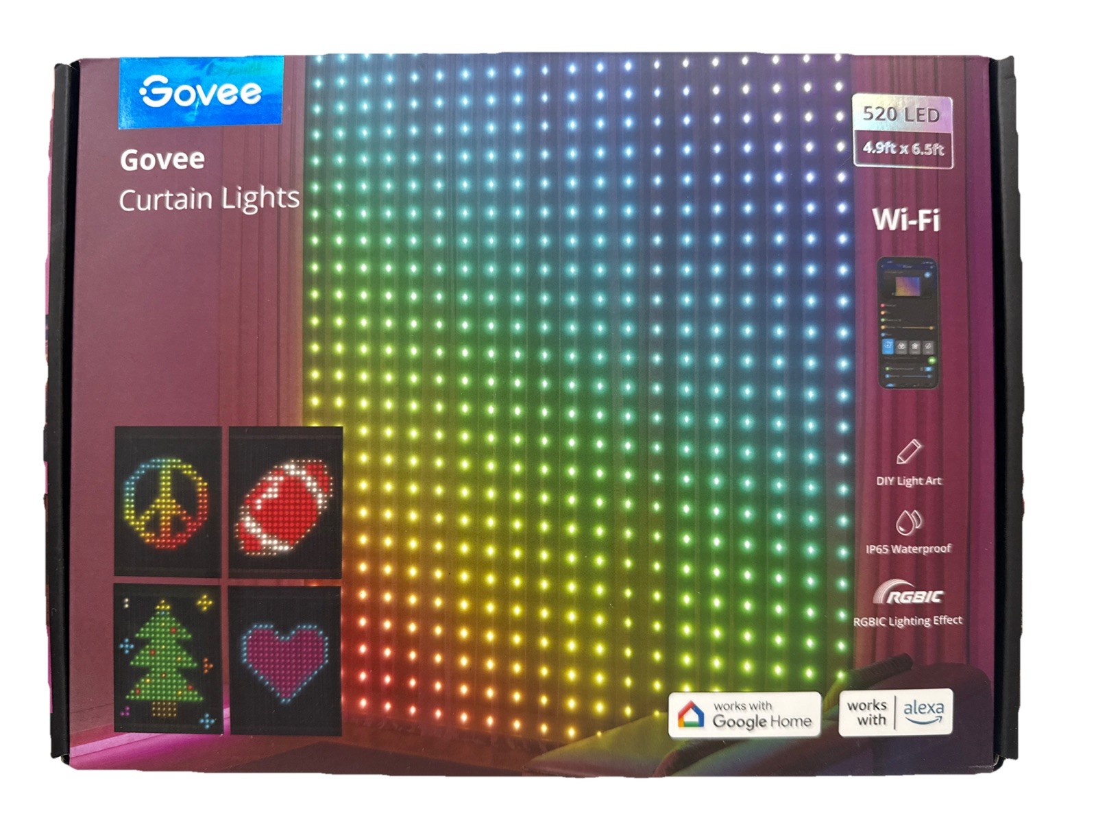 Govee RGBIC WiFi Curtain Lights 520 LED Multicolor H70B11A1 New Sealed