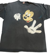 VTG 90s Disney Mens Black One Size XL Mickey Mouse Parks Exclusive T Shirt USA
