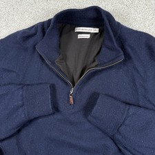Peter Millar Wind Lined 1/4 Zip Pullover Merino Wool Sweater Soft Knit 2XL Blue
