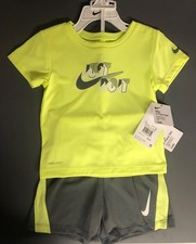 Nike Boys Drifit 2 piece Tshirt and Short set, Neon, Size24M/2T, NWT