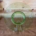 Vintage Large Depression Green Glass Serving Platter 12.5"