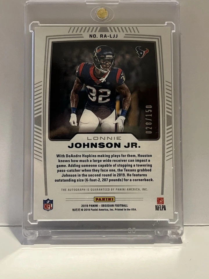 2019 Panini Obsidian Rookie Autographs Lonnie Johnson Jr. #RA-LJJ/150 (AU, RC) - Image 2 of 2