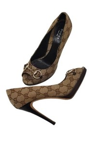Authentic Gucci Women Monogram Shoes Heels Pumps Size 11.5 US 41.5 UK