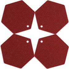 4 Pack Silicone Trivet Mats Heat Resistant Red