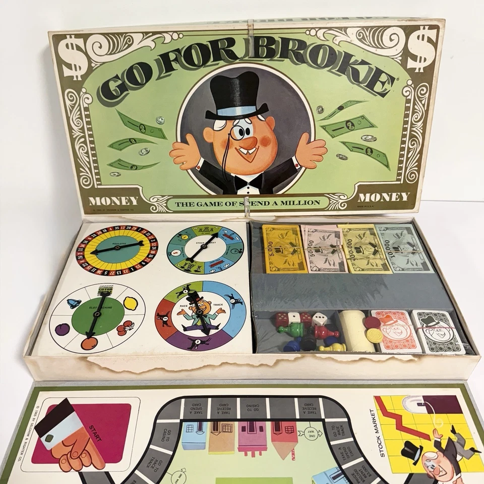 Vintage Go For Broke Money Board Game No. 58 Selchow & Righter NEW NOS READ - Image 2 of 4