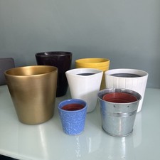 Bundle of 7 Small Decorative Plant Pots / Planters – Mixed Colours & Styles