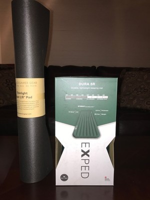 NEW! Exped Dura 5R Sleeping Mat, size M w/ Gossamer Gear ThinLight Foam Mat