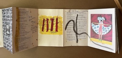 Vintage Handmade Artist Book Accordion Journal Mixed Media Collage c1990s