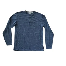 ROWM Long Sleeve Knit Henley Shirts Mens M Heather Blue Cotton Blend Stretch