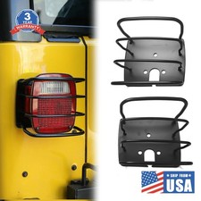Black Steel Rear Tail Light Guards Covers Trim For Jeep Wrangler Yj Tj 1987-2006