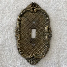 Vintage Antique Single Toggle Brass Switchplate