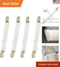 4Pcs Adjustable Bed Sheet Clips – Elastic Holders for Neat, Wrinkle-Free Bedding
