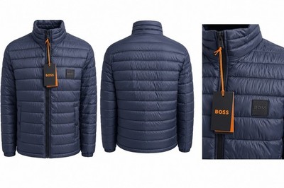 Hugo Boss Orange Oden Quilted Puffer Jacket Coat Dark Navy Blue Men s 44R XL