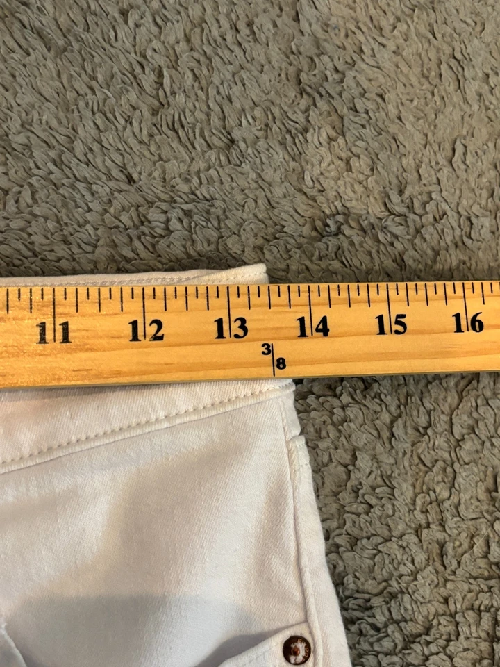 Pantalones de mezclilla Express para mujer 4R blancos ajustados tiro alto elásticos informales Foto 4 de 4