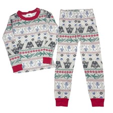 Hanna Andersson Star Wars Fair Isle Long John Pajamas 120 Kids 6-7 Gray Cotton
