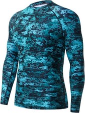 HUGE SPORTS Men's Rash Guard Long Sleeves UPF 50 UV Sun Protection Quick Drying