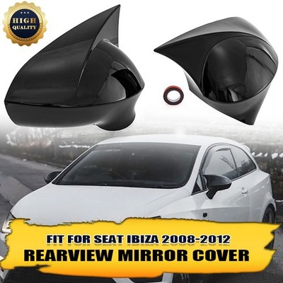 Fits Seat Leon MK2 09-12 Ibiza MK4 Side Mirror Cover Cap Case Trim Glossy Black
