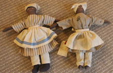 Set of 2 1985 Tagged, Handcrafted Cloth Folk Art Dolls