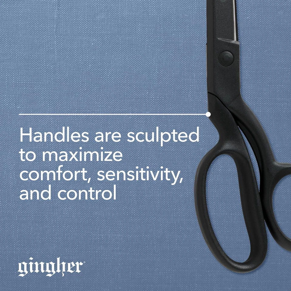 Tijeras de tela de acero inoxidable con mango doblado de 8" de peso pluma - Tijeras negras Foto 3 de 4