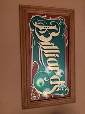 Billiards Sign vintage style (28x16) framed 