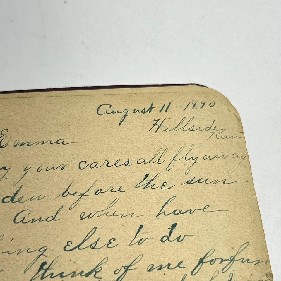 1890s Decorative Pocket Journal Small Notebook - “Autographs” - Written In - Image 4 of 4